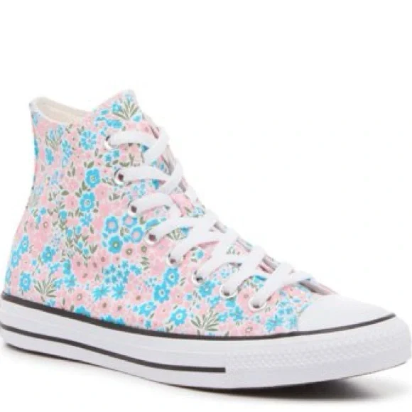 Converse High Top Floral Sneakers - Pink & Blue - Picture 2 of 5